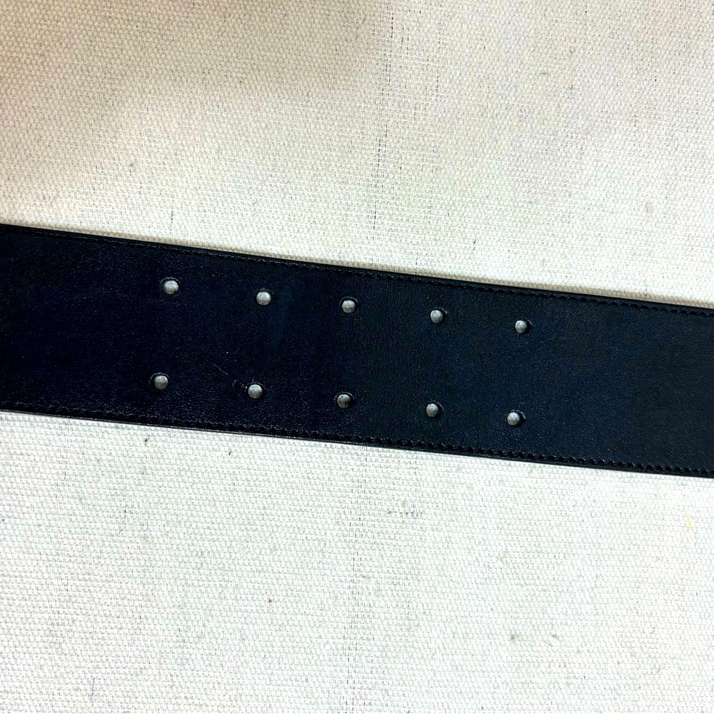 PRADA Vintage Black Leather Belt with Silver Buckle - Picture 3 of 7